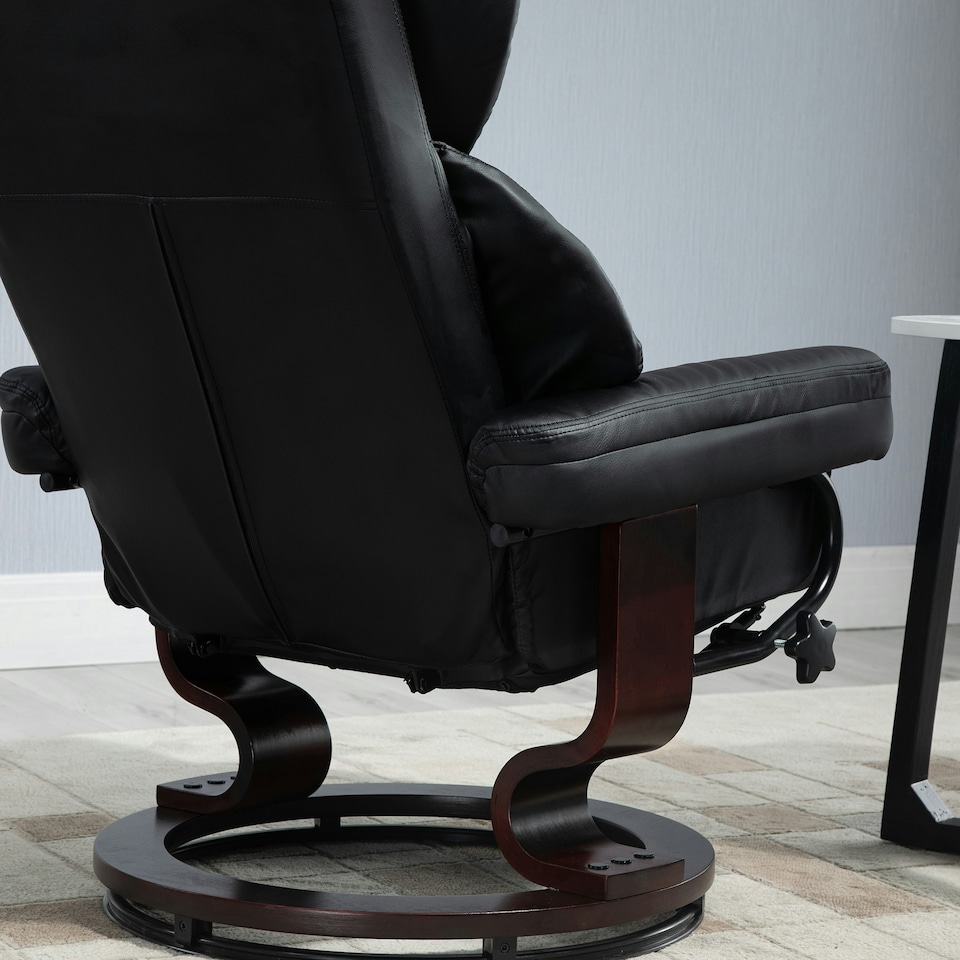 image 1 of HOMCOM PU Leather Manual Reclining Armchair Footstool Padded Seat Black