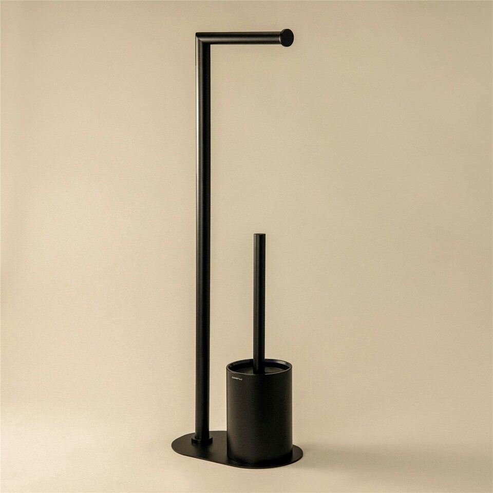 image 1 of Cosmic Toilet Brush Paper Holder with Durable Stainless Steel, Matt Finish Black