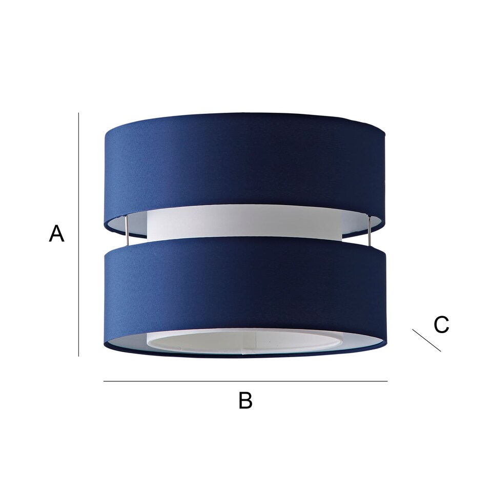 image 1 of ValueLights Sophia Pair of Small Navy 2 Tier Lamp Shades & Bulbs Blue