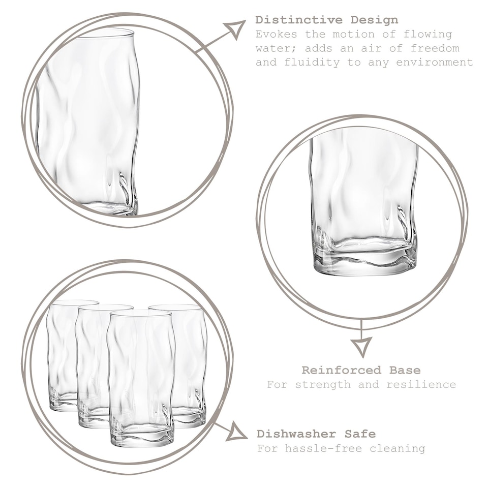 image 1 of Bormioli Rocco Sorgente Highball Glasses - 460ml - Pack of 4 | Clear | Clear
