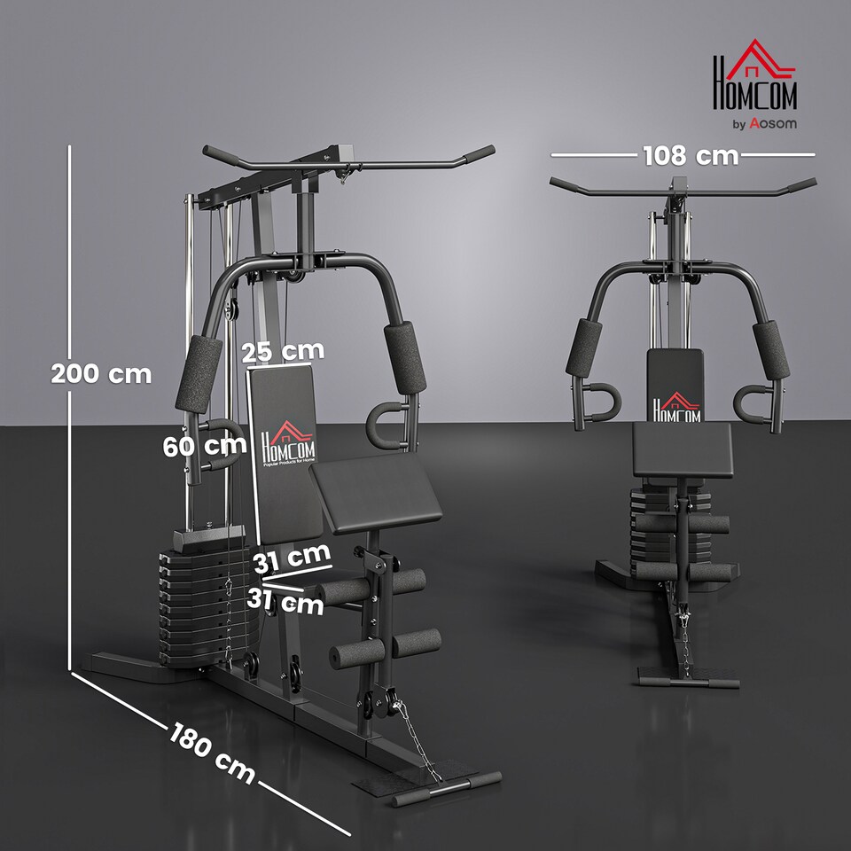 image 1 of HOMCOM Multi Home Gym Machine with 45kg Weight Stack for Full Body Workout
