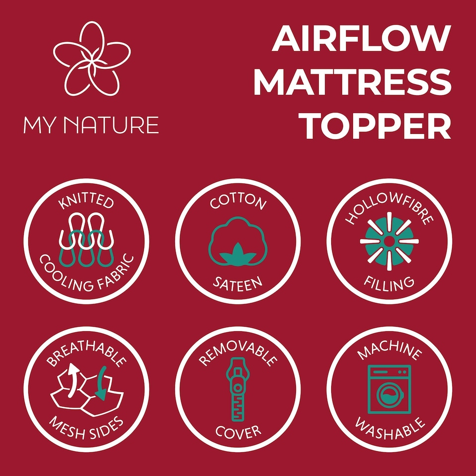 image 1 of My Nature Airflow Mattress Topper White | Double