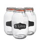 image 1 of Argon Tableware 3x Glass Storage Jars & Labels Set - 3 Litre - 4 Colour Seals Airtight Kitchen Storage Container Preserving Jar