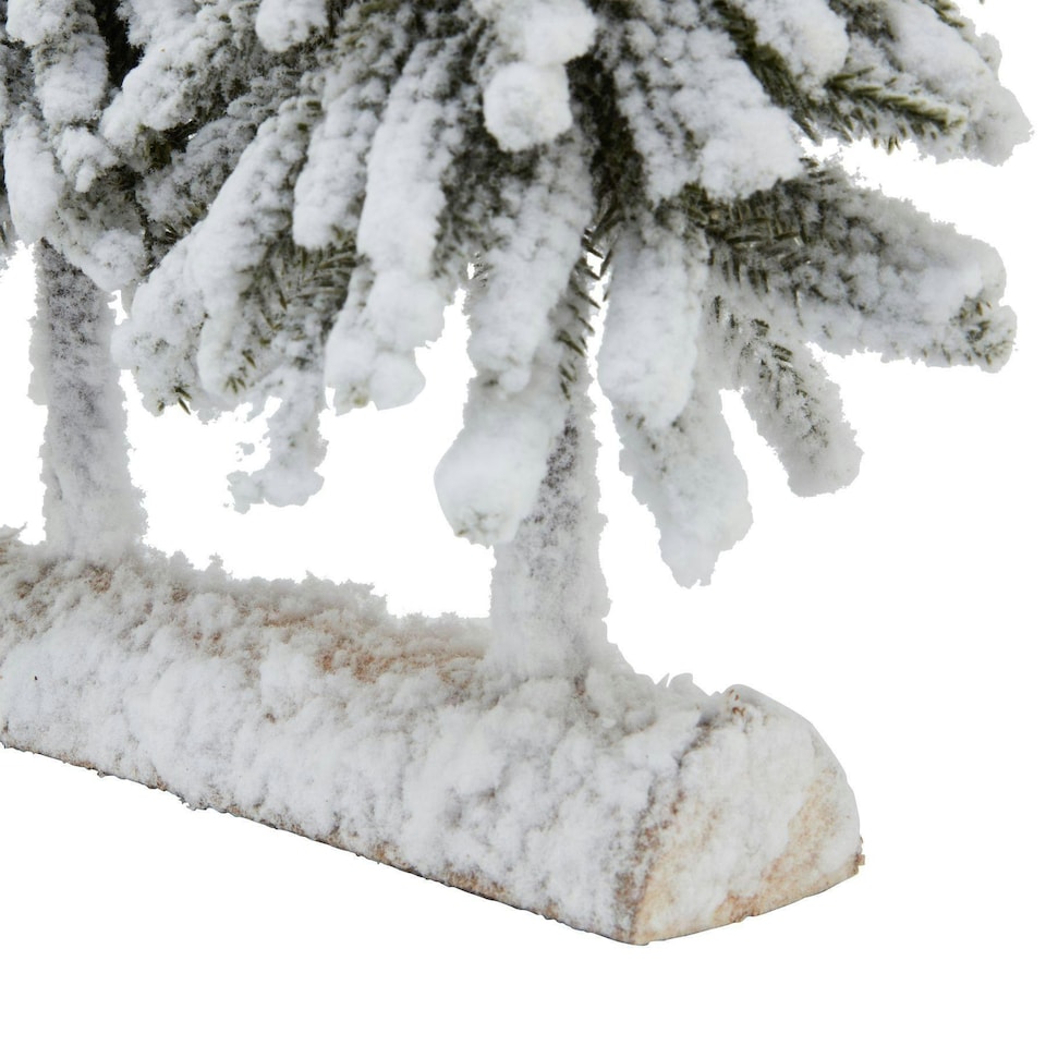 image 1 of Hill Interiors Wood Snowy Fir Tree Christmas Decoration - Brown/White/Green - One Size