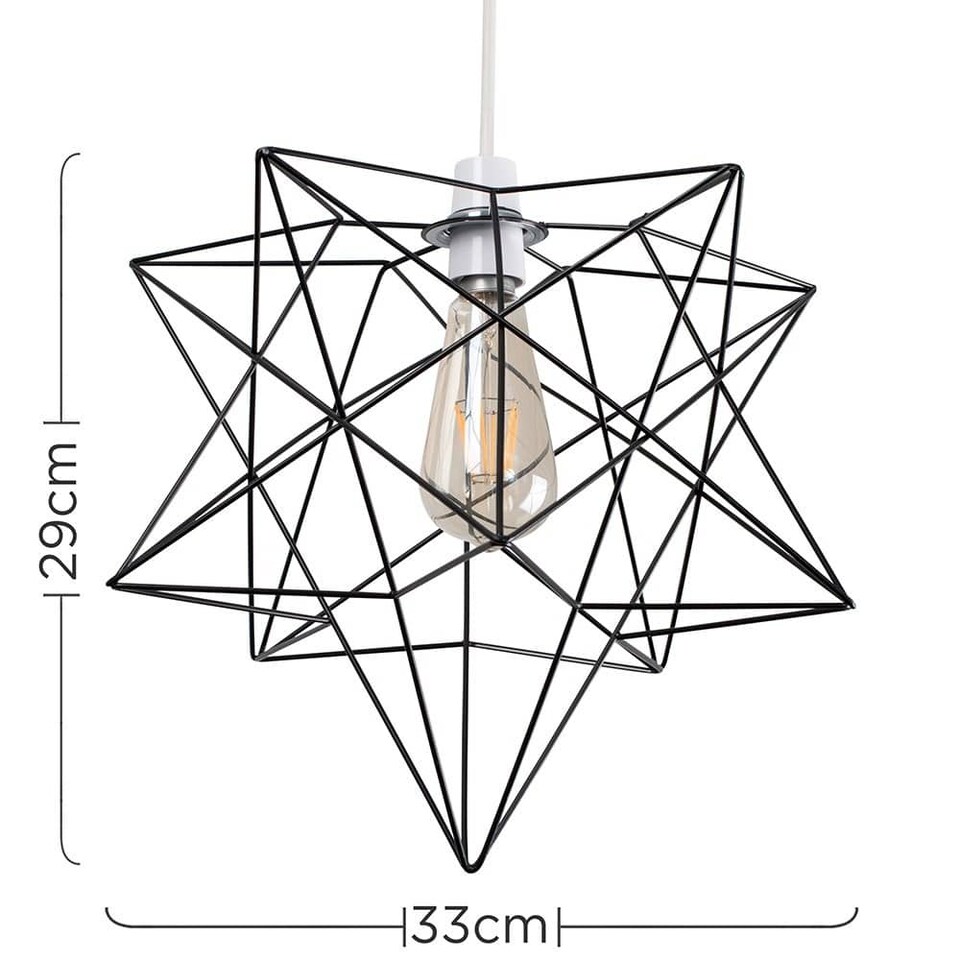 image 1 of ValueLights Sadira Black Ceiling Pendant Shade & Bulb | Black