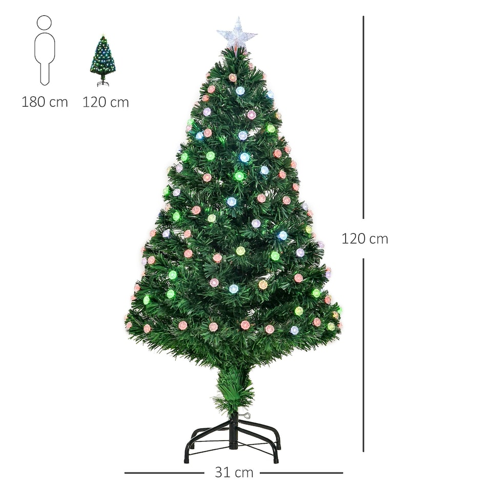 image 1 of 4FT Pre-Lit Artificial Christmas Tree w/ Fibre Optic Led Light Xmas Decorations