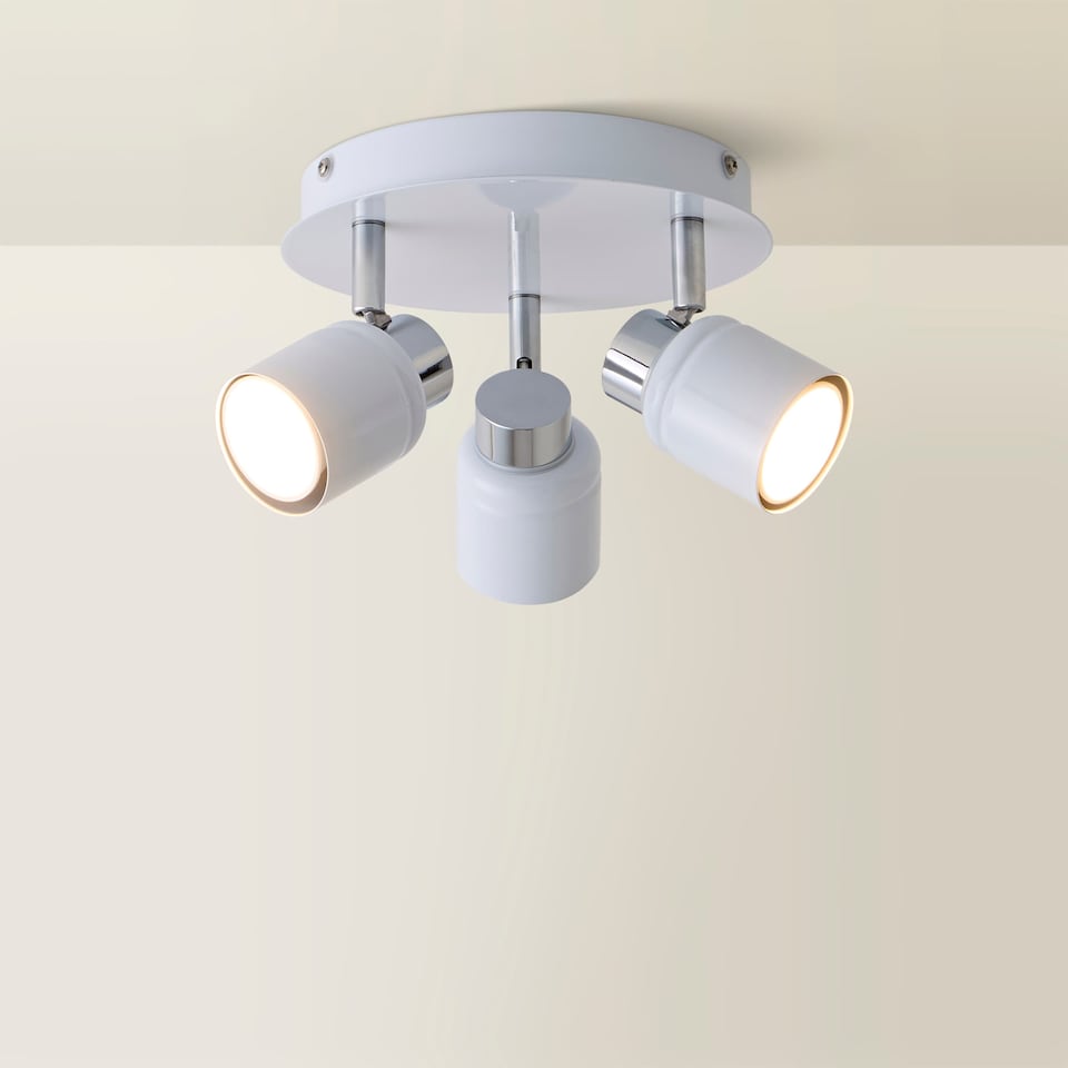 image 1 of ValueLights Benton White IP44 Round Adjustable Ceiling Light | White