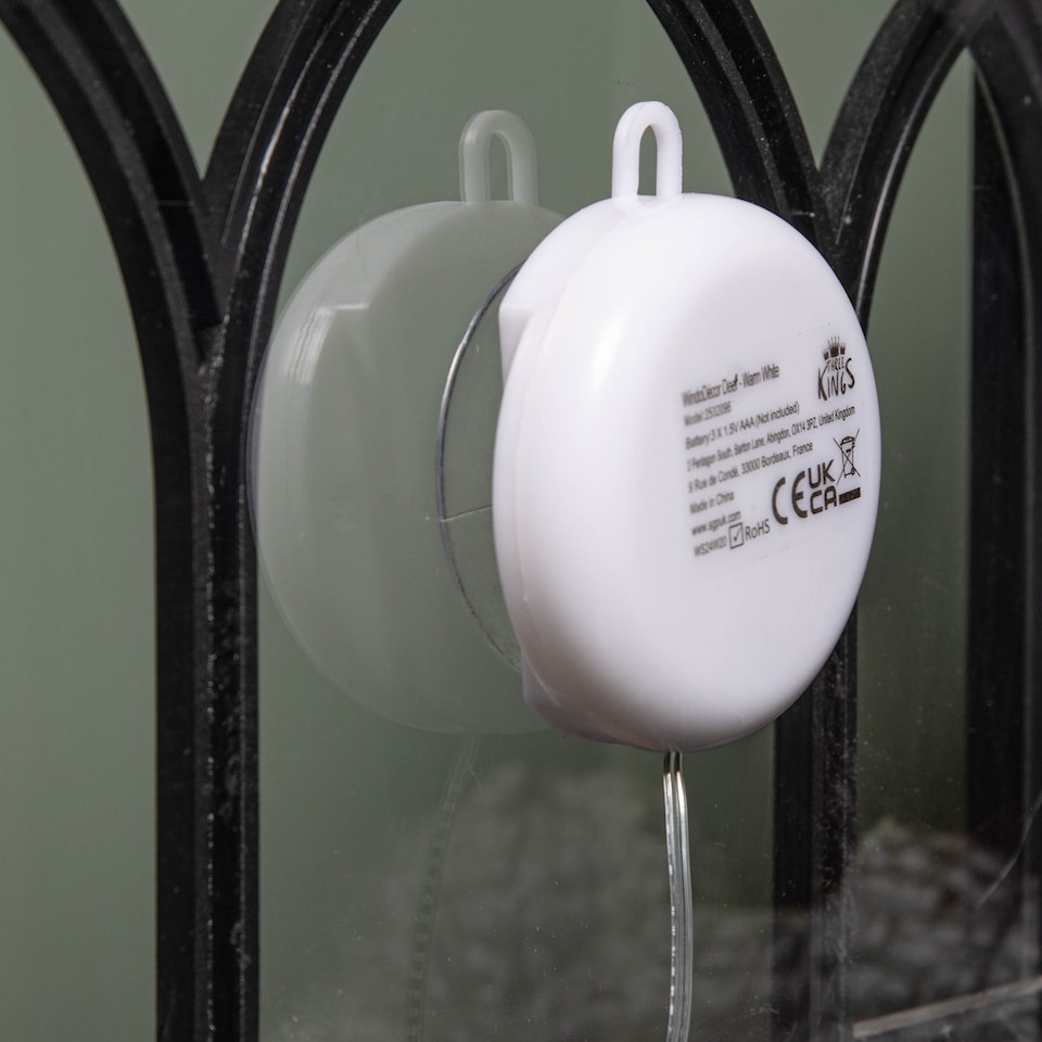 image 1 of 21cm Battery Operated Light up Christmas Bell Window Decoration with Warm White LEDs