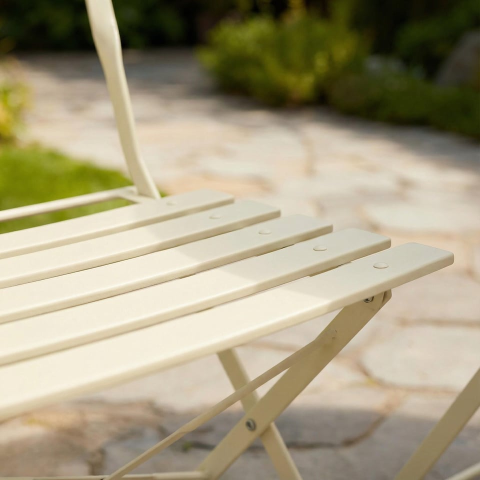 image 1 of Clifton Bistro Set Outdoor Patio Garden Furniture Table and 2 Chairs Metal Frame | Cream
