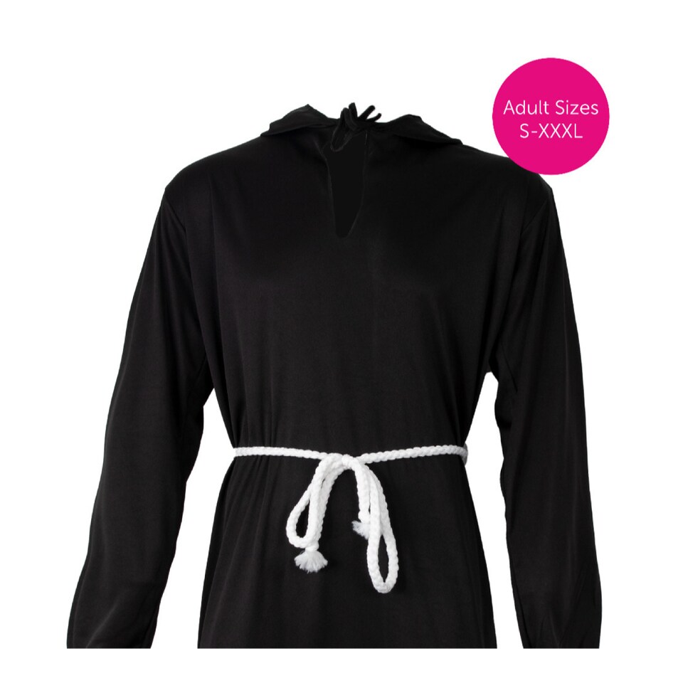 image 1 of Black Monk Costume with Cross & Wig | Black | L