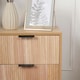 image 4 of OHS 3 Drawer Modern Ribbed Office Side Bedroom Nightstand Bedside Table Brown | Natural Wood