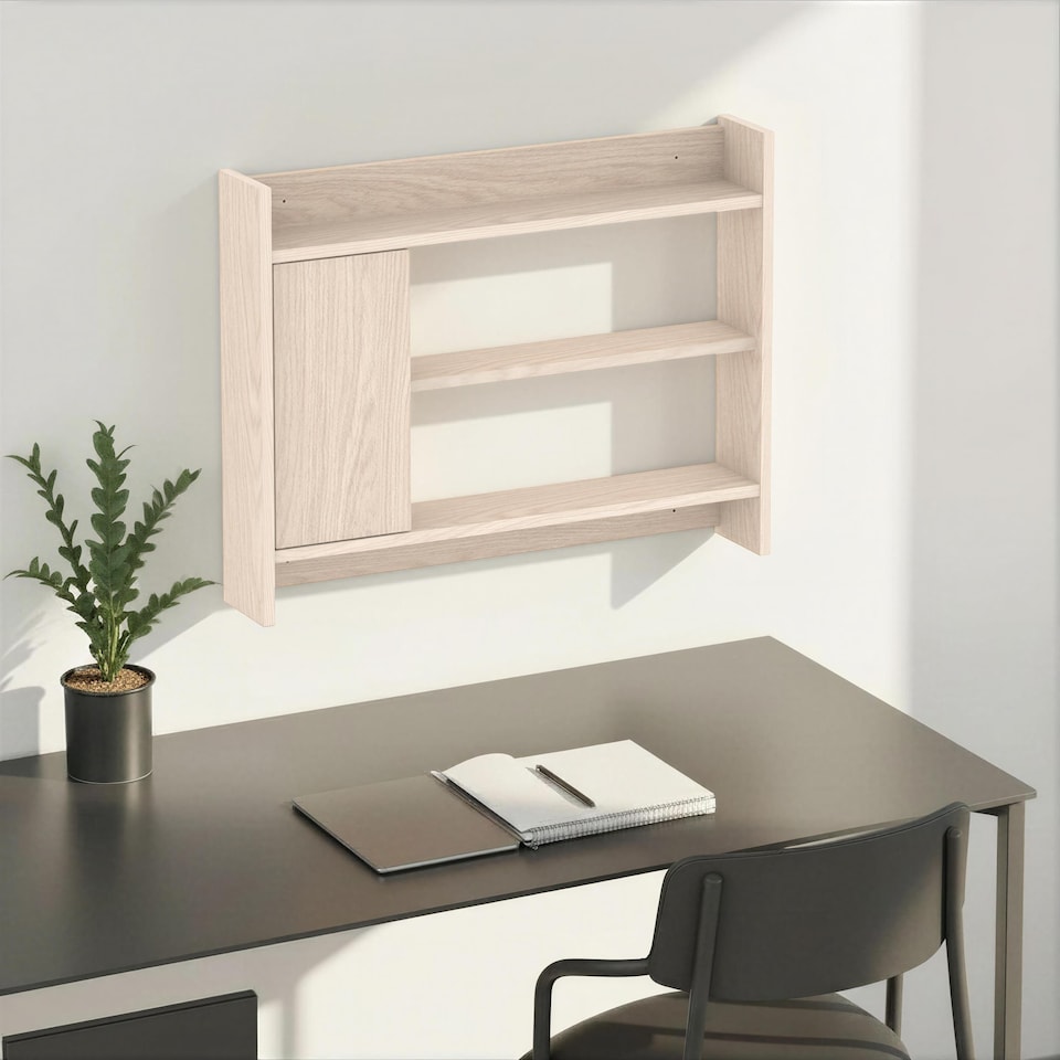 image 1 of Decortie Fleet Wall Shelf and Cabinet Unit Sonoma Oak