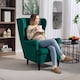 image 2 of HOMCOM Wingback Chair, Modern Accent Chair for Living Room Bedroom, Green | Green | Green