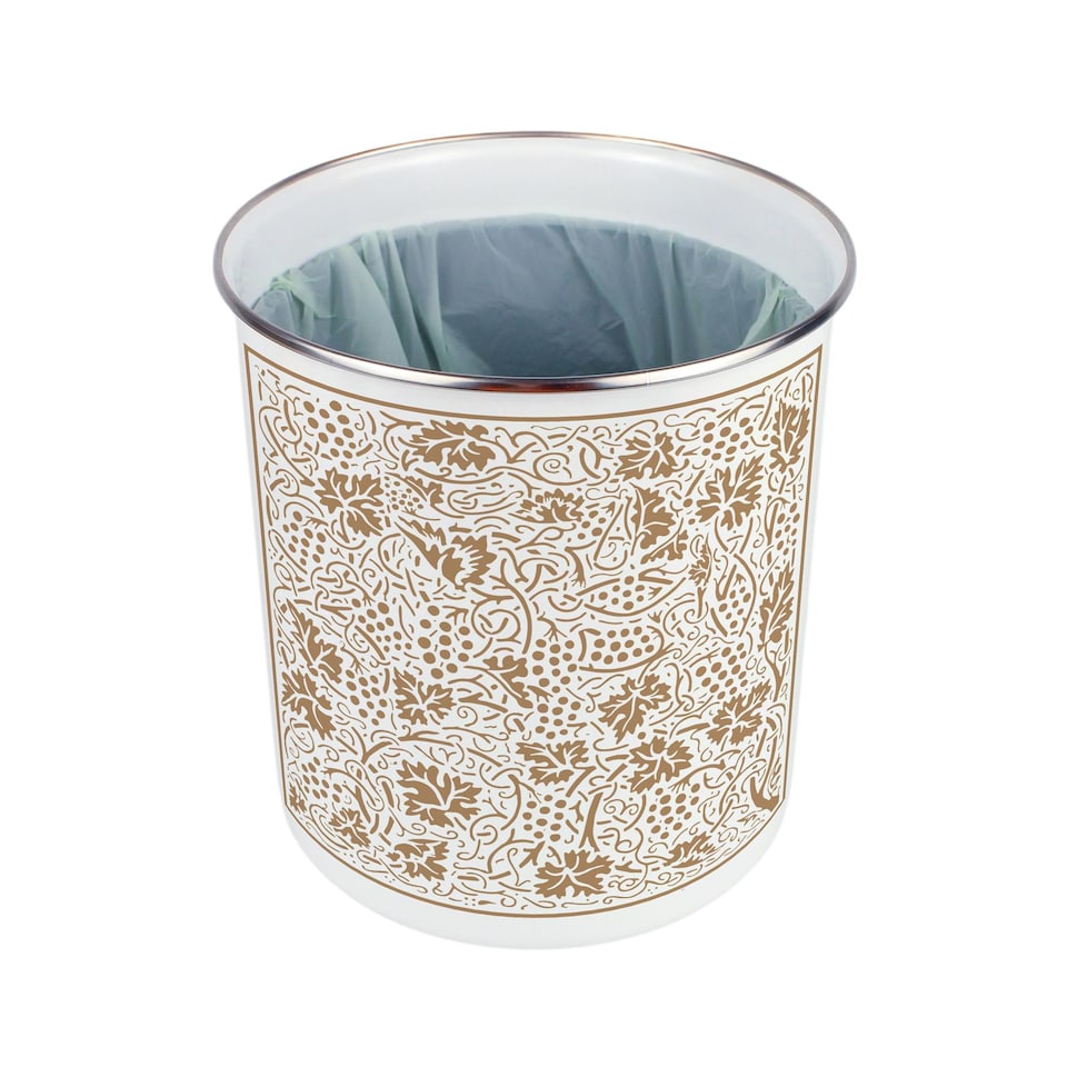 image 1 of Oak Leaves & Berries Food Waste Caddy - Metal 2L Golden Yellow Decorative Kitchen Compost Bin