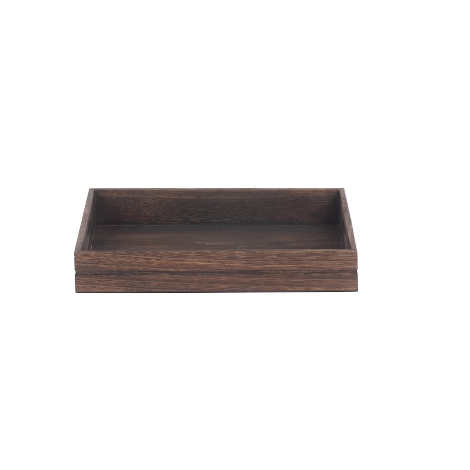 image 1 of Wood Dark Wooden Tray | Brown | Brown | One Size