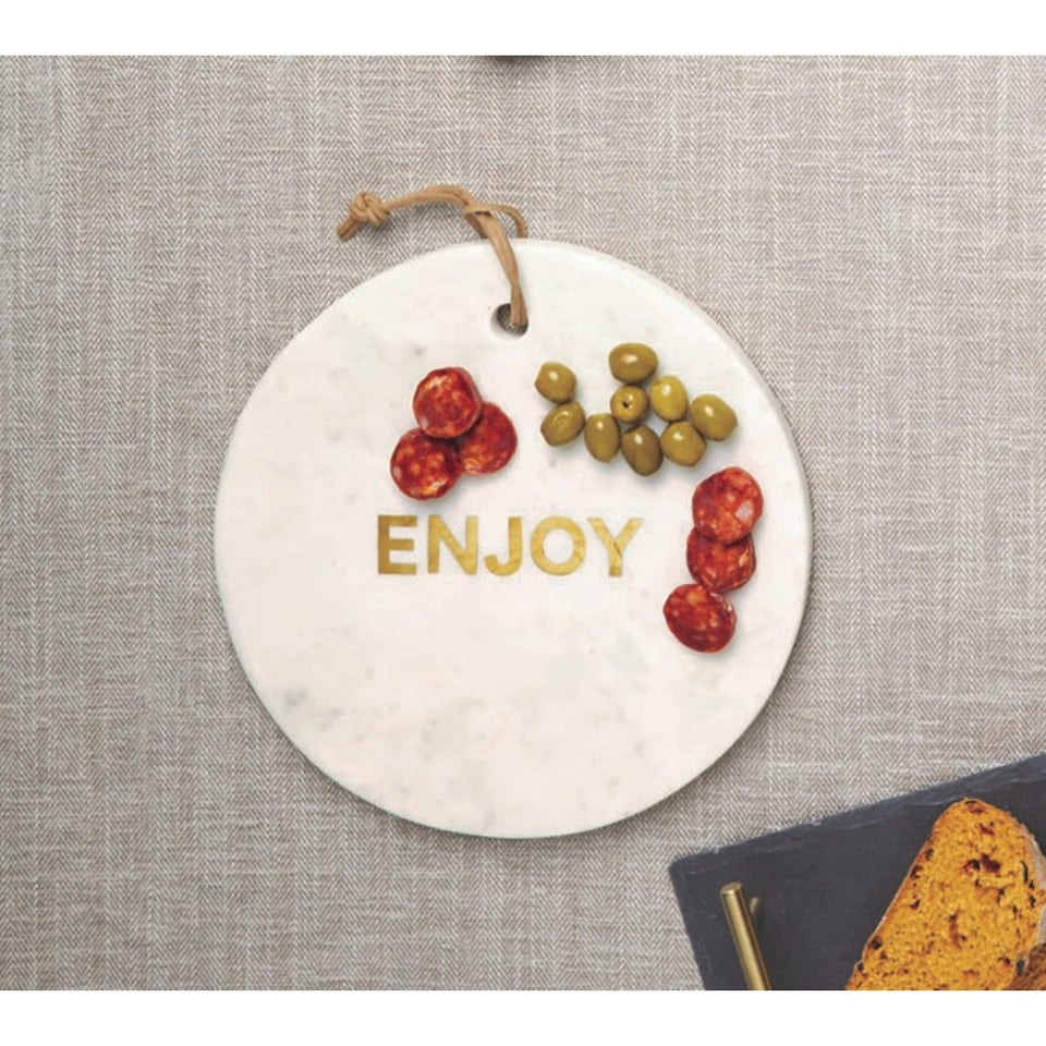 image 1 of Artesà Round Marble Cheese Board Platter White