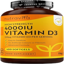 Nutravita Vitamin D3 4000 iu - 400 High Strength Easy to Swallow Softgels - Max Strength Vitamin D3 Cholecalciferol Supplement - Made in The UK