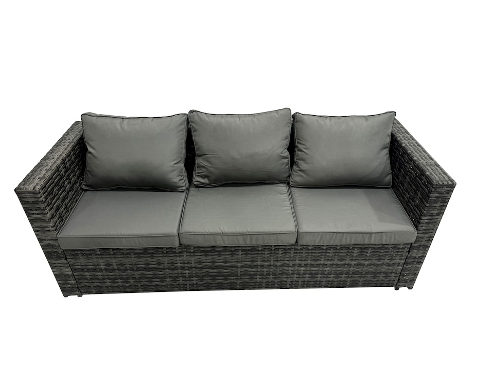image 1 of Fimous 10-seater Height Adjustable Rising Lifting Table Corner Sofa Set Rattan Garden Furniture Dining Set with 2 Small Stool Dark Grey Mixed