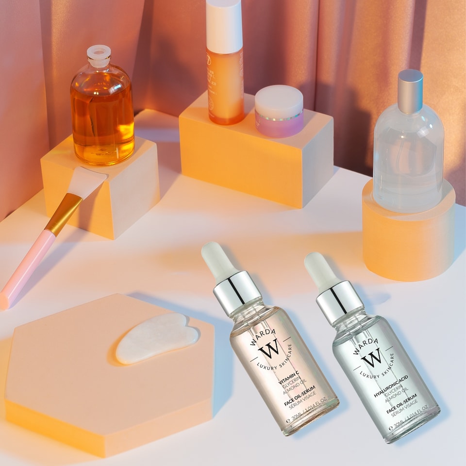 image 1 of Warda Luxury Skincare Vitamin C Glow Boost Oil-Serum 30ml + Hyaluronic Acid Hydration Boost Oil Serum 30ml