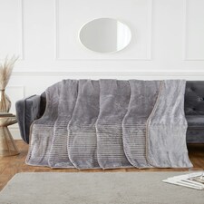 Ribbed Faux Fur Mink Blanket 150x200Cm Black Silver