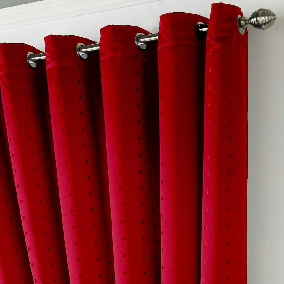 image 1 of Adison Lined Ring Top Eyelet Curtains - 229cm x 229cm - Red