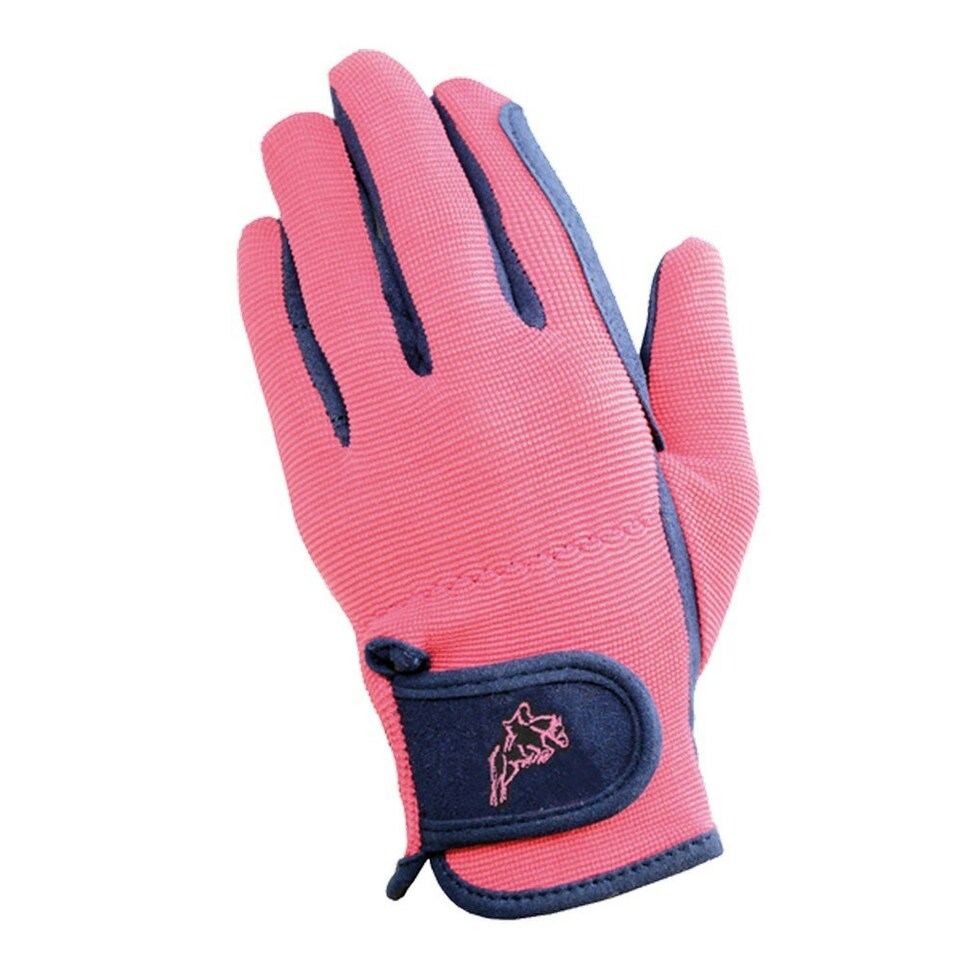 Hy5 Children/Kids Every Day Two Tone Riding Gloves - Navy/Raspberry - M Blue | M