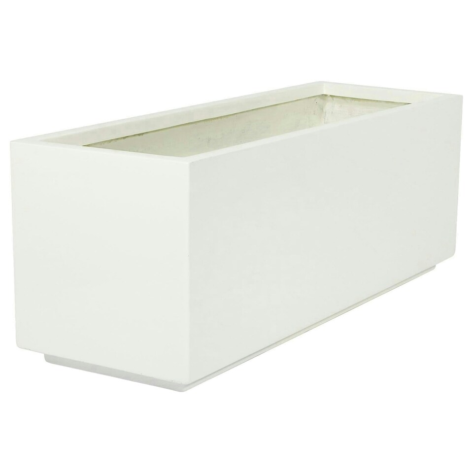 image 1 of Primrose White Gloss Fibreglass Garden Indoor Outdoor Trough Planter 120cm
