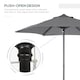 image 6 of Outsunny 2m Parasol Patio Umbrella, Outdoor Sun Shade with 6 Ribs Dark Grey