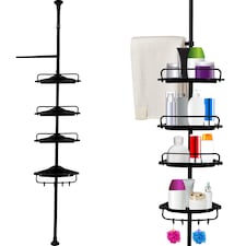 4-Tier Telescopic Corner Shower Caddy Bathroom Wall Shelf & Storage Organizer