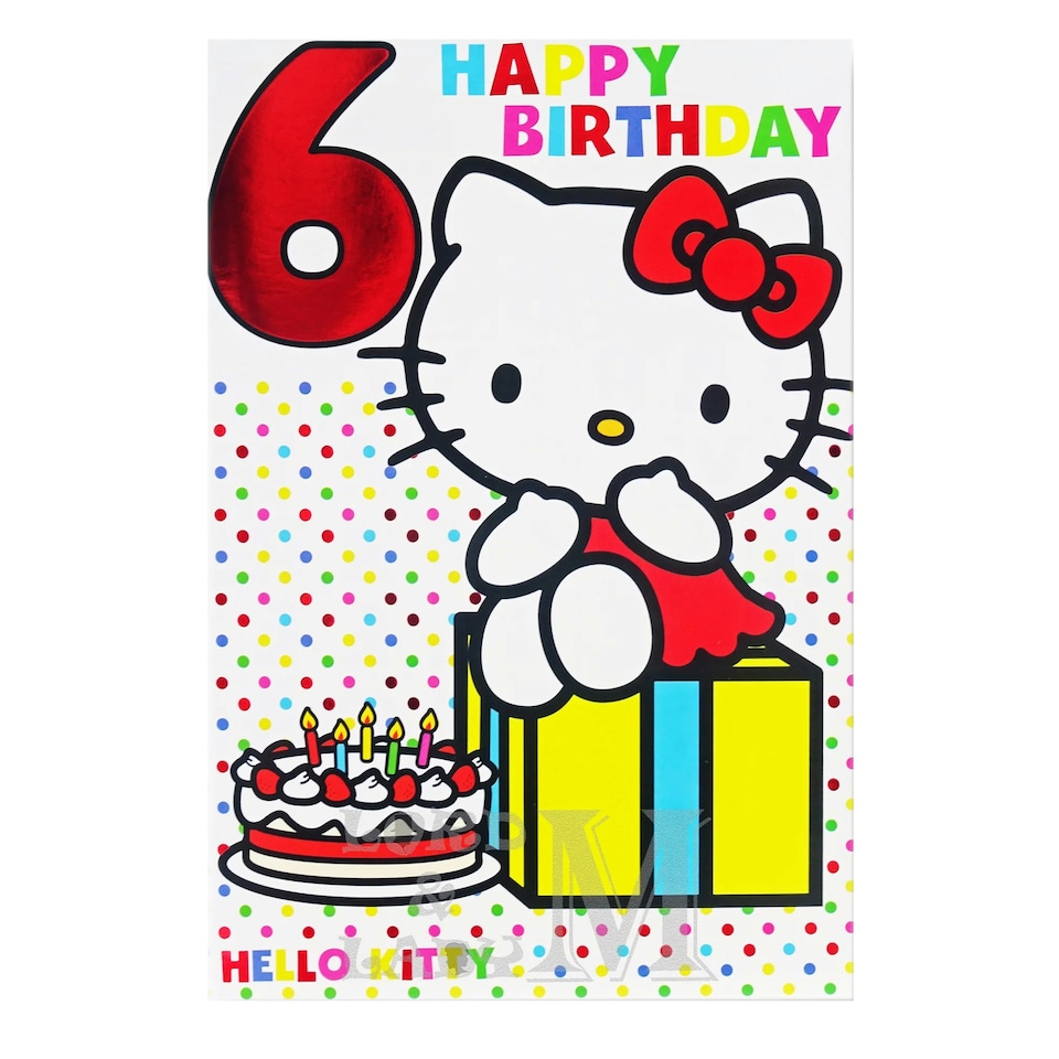 Hello Kitty 6th Birthday Card - Multicoloured - One Size