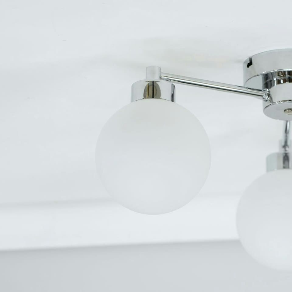 image 1 of ValueLights Jonah Polished Chrome 3 Arm Globe Ball Shade Flush Ceiling Light