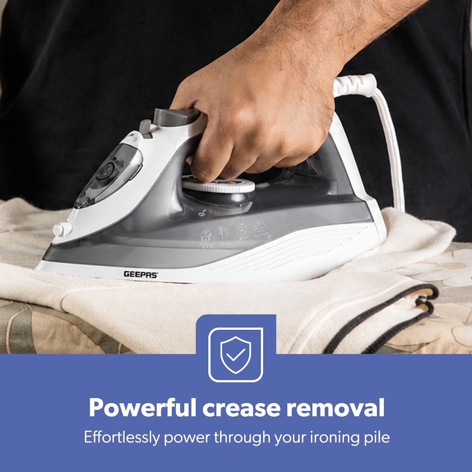 image 1 of GEEPAS Steam Iron With Nonstick Soleplate 1750W Grey