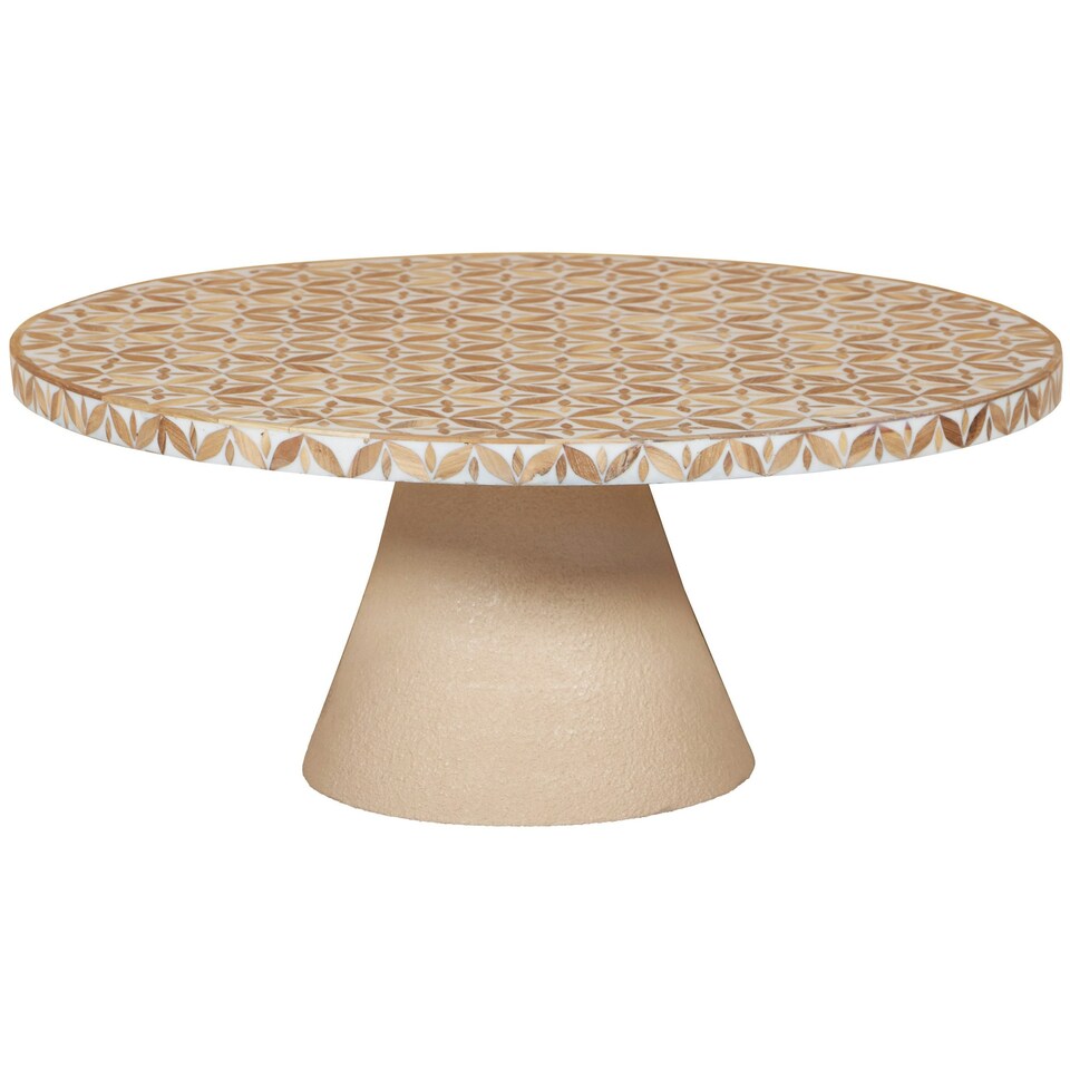 image 1 of Inlay Acacia Wood Floral Low Coffee Table Brown