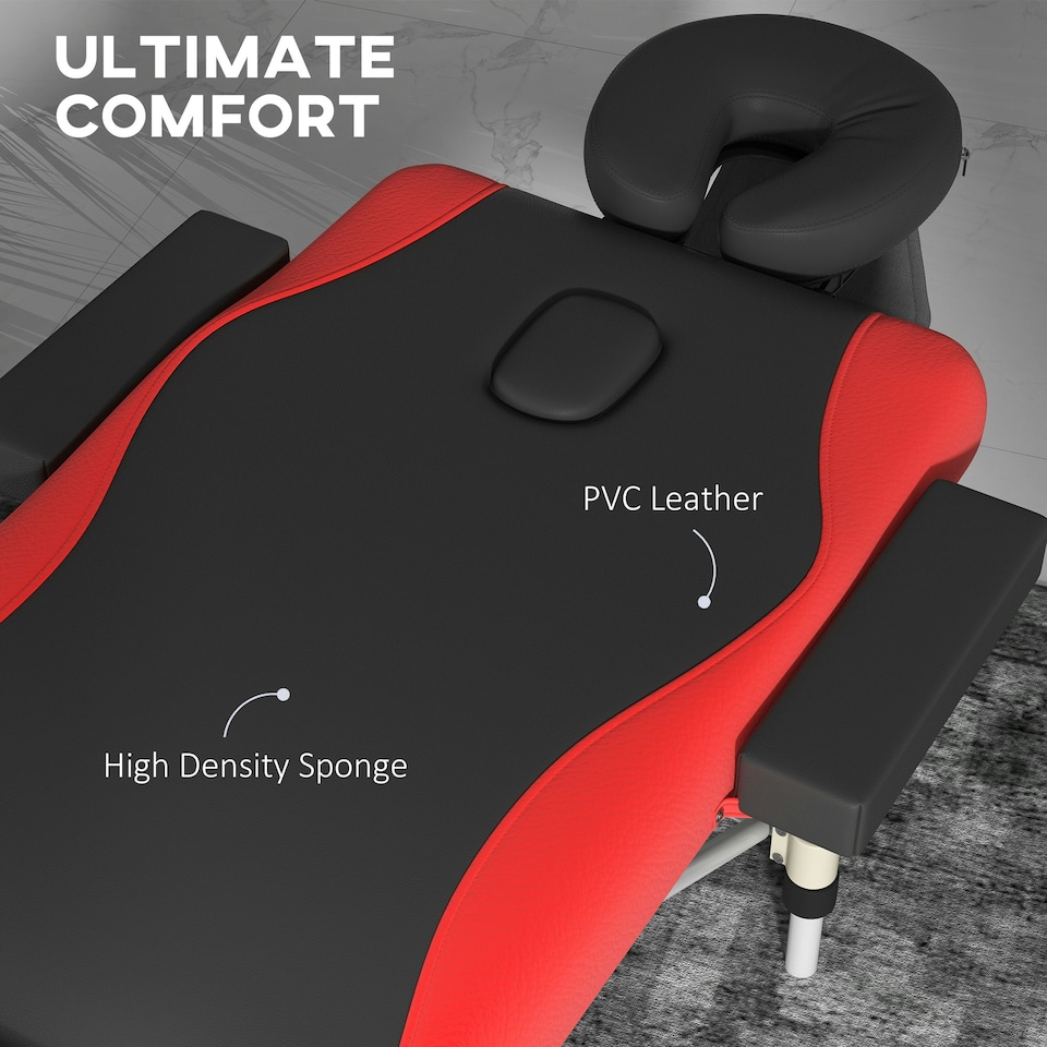 image 1 of HOMCOM Portable Massage Table Beauty Therapy Couch Bed Spa Aluminum Red