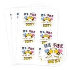 What Will it Bee Gender Reveal Round Stickers 88mm - Sheet of 6