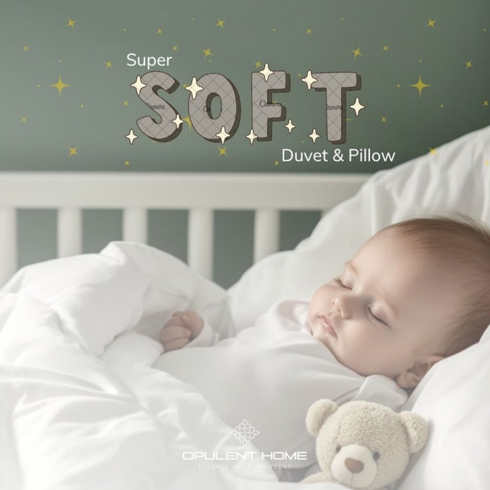 image 1 of Opulent Home 4.5 Tog Cot Bed Duvet and Pillow Set | Anti-Allergy Baby & Toddler Summer Quilt Bedding|White