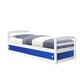 image 1 of 3ft Single Wooden Bed Frame In White With Blue Storage Drawers