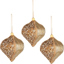 3Pcs Gold Sequin Bauble 10.5cm - Christmas Tree Hanging Decorations Festive Fairy Tale Themed