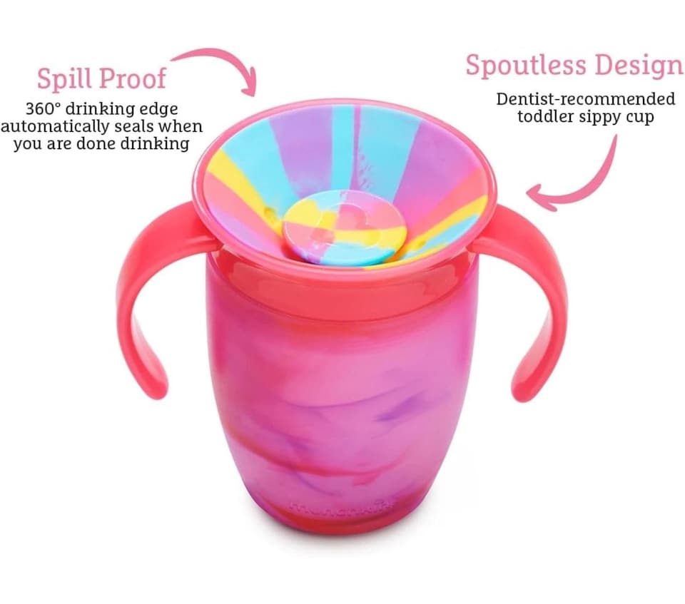 image 1 of Munchkin Miracle 360 Sippy Cup Baby Trainer Spill Free Handles 7oz Twin Pack