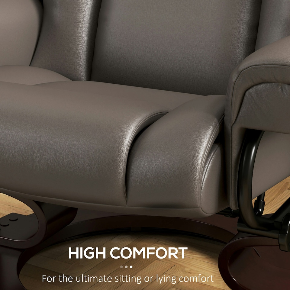 image 1 of HOMCOM Massage Recliner Chair with Footstool and Adjustable Backrest, Brown 