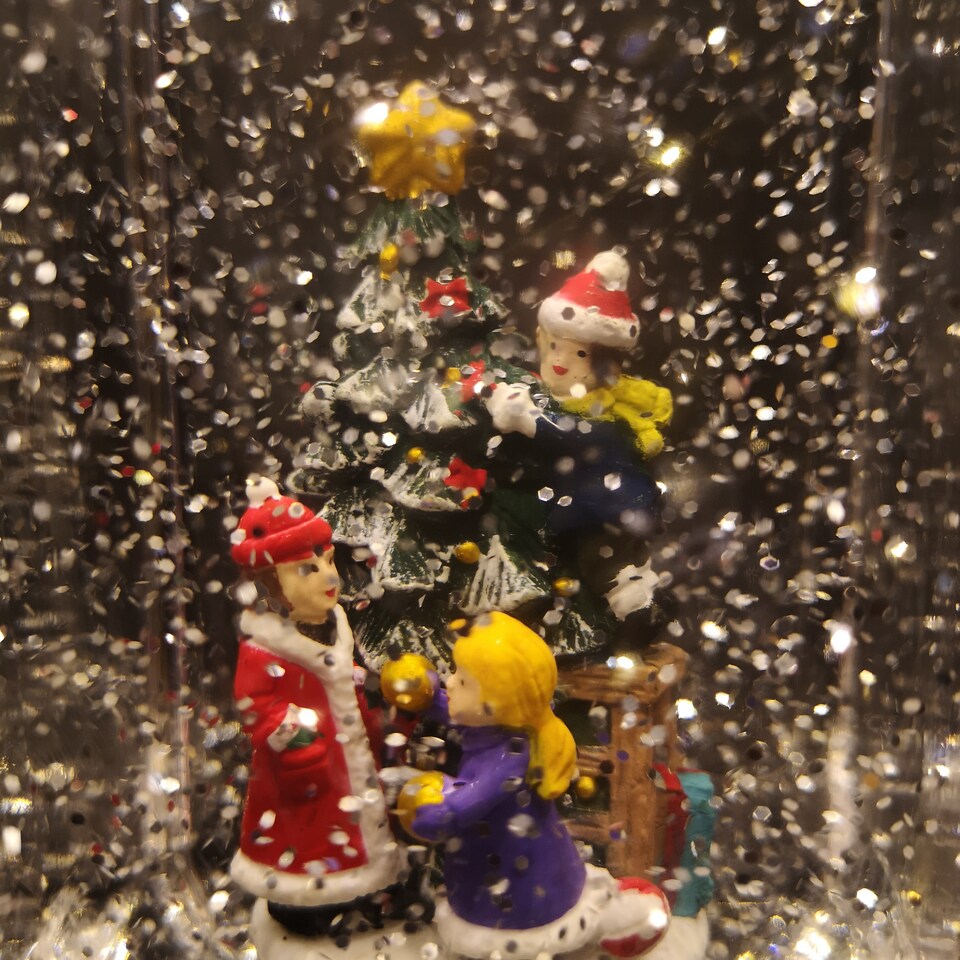 image 1 of 27cm Glitter Water Spinner Lantern - Warm White LED - Christmas Tree