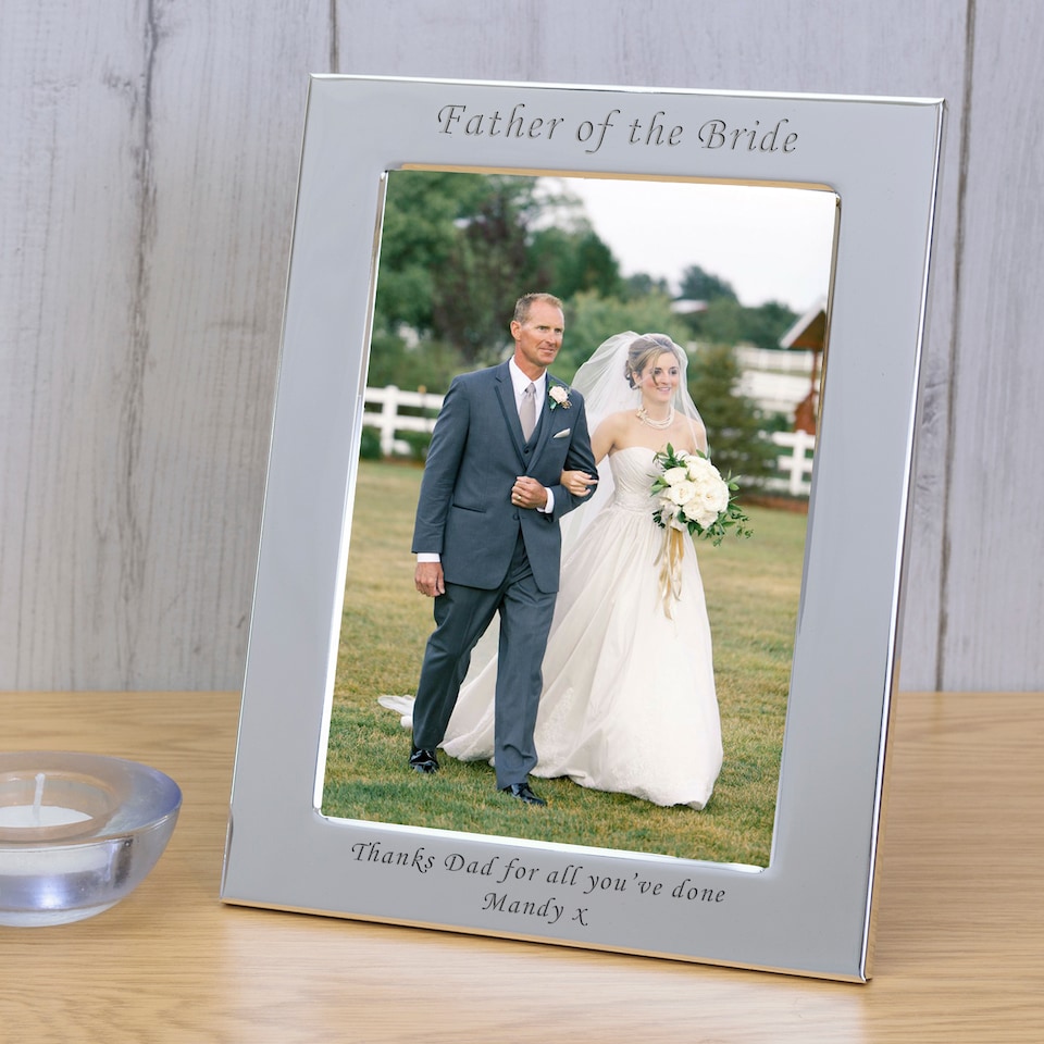image 1 of Personalised Father of the Bride Silver Plated Picture Frame 6 x 4 Wedding Dad