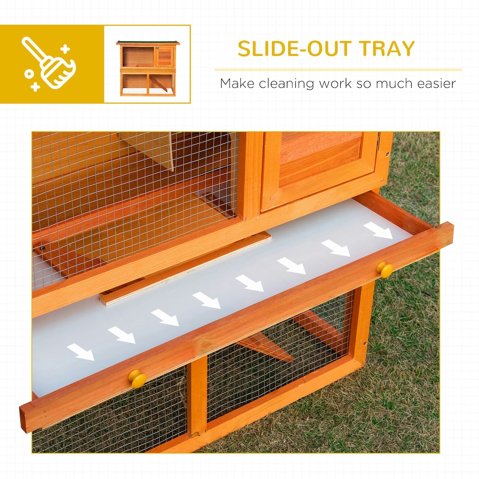 image 1 of Pawhut 90cm 2 Tiers Rabbit Hutch Wooden Pet Cage Run Vintage Bunny House