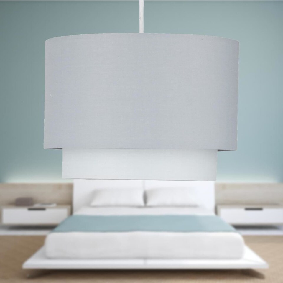 image 1 of Grey Ombre 2 Tier Ceiling Light Shade | Grey | Medium | 1