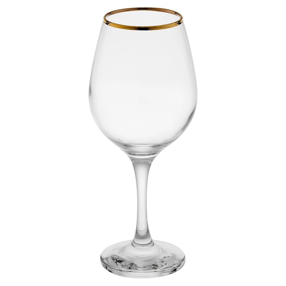 image 1 of Amber Gold Rimmed Wine Glass Drinking Glasses Sets Gift | Clear | Clear