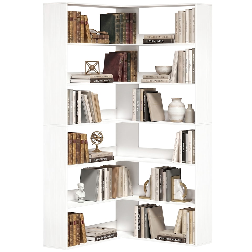 image 1 of HOMCOM 7 Tiers Corner Bookshelf, L-Shaped