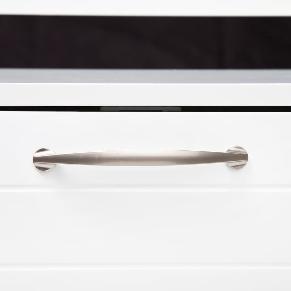 image 1 of Minack Wooden Bread Bin in White - Freestanding Worktop Storage Box with Shelf | White