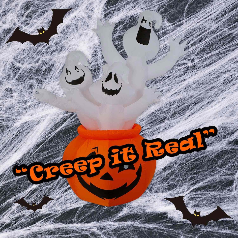 image 1 of PMS Halloween Inflatable Pumpkin Ghosts Decoration - Multicolour 5ft