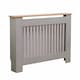 image 1 of Oypla Medium Grey Wooden Slatted Grill Radiator Cover MDF Cabinet