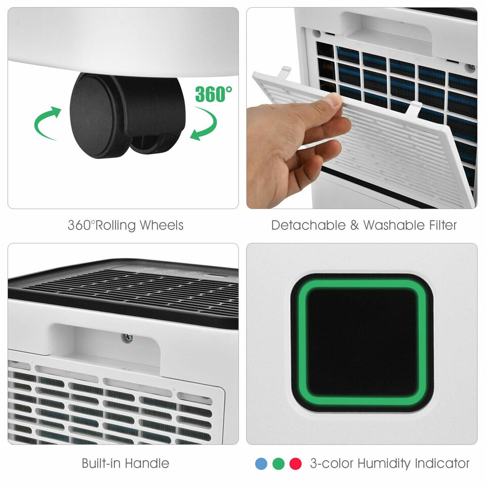 image 1 of COSTWAY 12L/D Portable Room Dehumidifier W/ Digital Control Panel